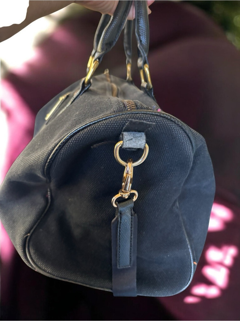 Victoria's Secret Black Canvas Weekend Travel Duffel Bag - Picture 10 of 16